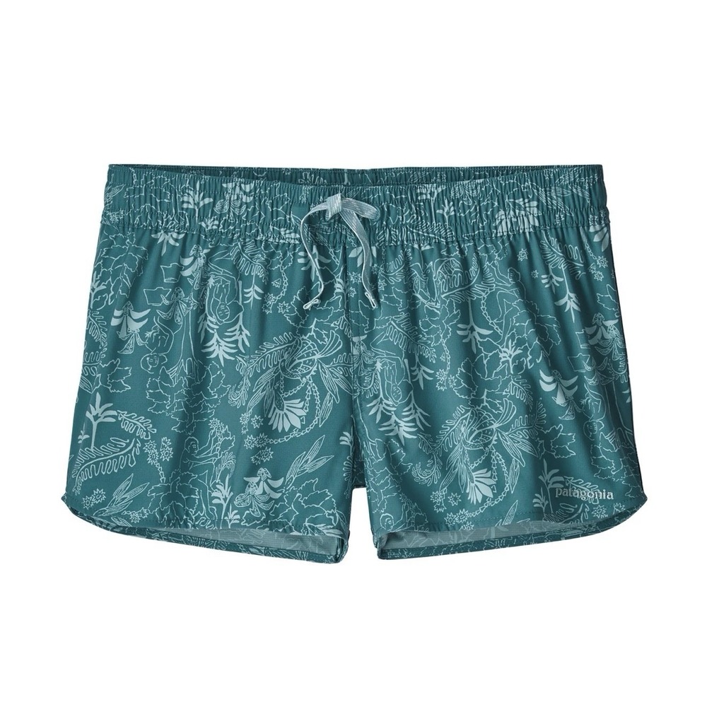 Patagonia Womens Green Floral Elastic Waist Pull On Baggies Shorts Size Large